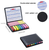memo Notes Holder with Index tab Flags in Leather Like case, Multi
 with Mini Design Plastic Holder Box