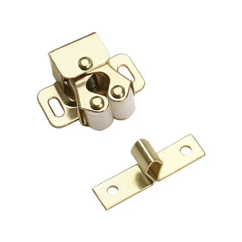 4 Set Double Roller Catch Cabinet Latch Hardware Fitting for Cabinet Cupboard Closet Furniture Door, Gold