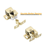 4 Set Double Roller Catch Cabinet Latch Hardware Fitting for Cabinet Cupboard Closet Furniture Door, Gold