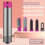5 in 1 Hot Air Brush with Interchangeable Brush Head,Professional Hot Air Brush for Curling Drying Straightening Combing In Australia - Darrahopens