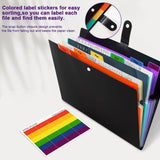 7 Pockets Paper Size Accordion Filing Folder Organizer with Sticker Tabs Plastic Important Document Holder for School Home Office