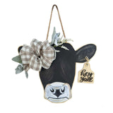 Orchids Cow Head Door Wreath Sign, Welcome Hanger for Front Door, Spring Farmhouse Artificial Leaves Outdoor Decors In Australia - Darrahopens