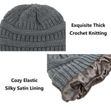 Womens Satin Lined Winter Cable Knit  for Women
Womens Winter Warm Knitted Hat Satin Silk Lined Cable Knit