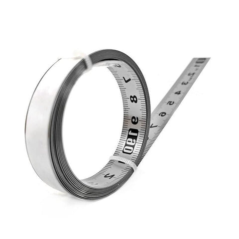 Tape Measure Self-Adhesive Carbon Steel, Workbench Ruler, (Right to Left), Silver Reverse 2M Length Width