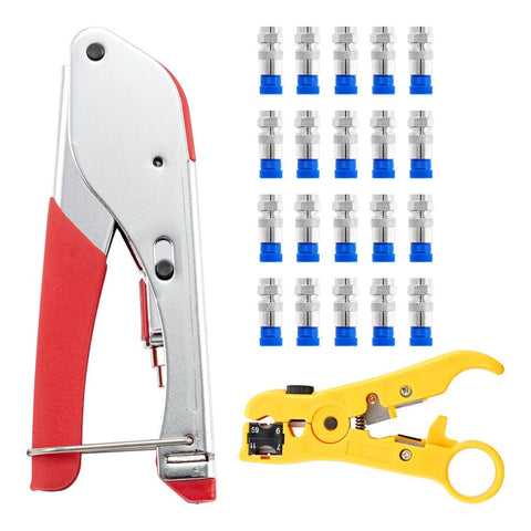 Coaxial Cable Crimper Coax Compression Tool Coaxial Cable Stripper for Cable Connector
Cable Compression Tool Kit