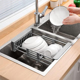 Expandable Dish Drying Rack, Stainless Steel Sink Strainer Drain, Over The Sink Adjustable Drain Basket for Kitchen In Australia - Darrahopens