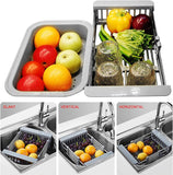 Expandable Dish Drying Rack, Stainless Steel Sink Strainer Drain, Over The Sink Adjustable Drain Basket for Kitchen In Australia - Darrahopens
