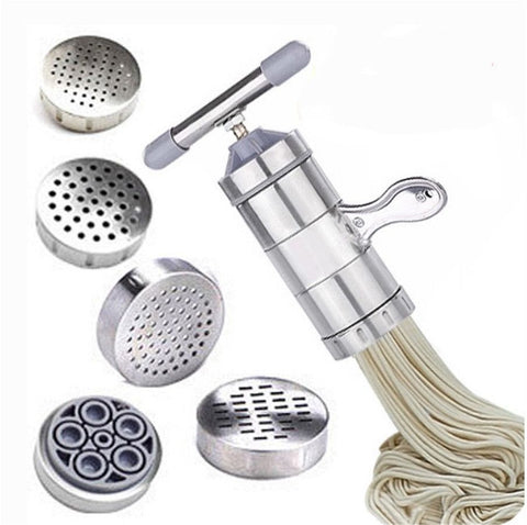 Manual Noodle Pasta Maker Spaghetti Kitchen Tool Stainless Steel Press Machine Press Machine Pasta Maker with 5 Noodle Mould Fruit In Australia - Darrahopens