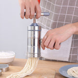Manual Noodle Pasta Maker Spaghetti Kitchen Tool Stainless Steel Press Machine Press Machine Pasta Maker with 5 Noodle Mould Fruit