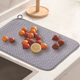 Dish Drying Mats for Kitchen Counter 2 Pack, Dish Drying Pads Absorbent, Washable Microfiber Dishes Drainer Mats (grey)