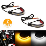 Motorcycle Daytime Running Light with Fork Turn Signals Blinkers Strip, Switchback White & Sequential Amber Light Adjustable（2pcs）