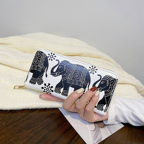 Women Wallet Clutch Long Purse Cartoon Printed Wallet ( Elephant)
Purse Wallet Canvas Elephant Pattern Handbag （2pcs）