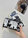 Women Wallet Clutch Long Purse Cartoon Printed Wallet ( Elephant)
Purse Wallet Canvas Elephant Pattern Handbag （2pcs）