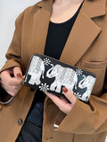 Women Wallet Clutch Long Purse Cartoon Printed Wallet ( Elephant)
Purse Wallet Canvas Elephant Pattern Handbag （2pcs）