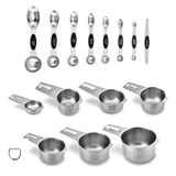 Stainless Steel Measuring Cups Set of 15 with Pour Spout, Metal Kitchen Tools with Easy to Read Markings for Measuring Dry