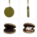 Leather Zipper Zero Wallet with Wrist Strap,Change Clip,Circular Change Storage Bag,Circular Mini Ultra-Thin Leather Zipper (2pc)