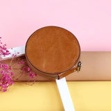 Leather Zipper Zero Wallet with Wrist Strap,Change Clip,Circular Change Storage Bag,Circular Mini Ultra-Thin Leather Zipper (2pc)