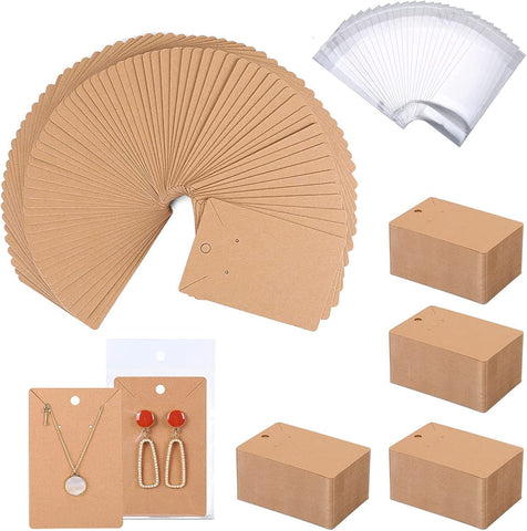 50Pcs Earring Cards with Earring Backs and Self-Sealing Bags Kit,9 x 6 cm Brown Earring Display Cards Earring Holder Cards In Australia - Darrahopens