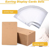 50Pcs Earring Cards with Earring Backs and Self-Sealing Bags Kit,9 x 6 cm Brown Earring Display Cards Earring Holder Cards