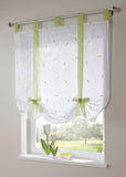 Top Rod Pocket Window Shades Kitchen Small Curtain Tie Up Adjustable Balloon Roman Tieback Drape for Cafe, （2pcs）