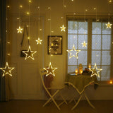 Window Curtain Lights with Modes Ramadan Decoration for Christmas, Wedding, Home Decorations (Warm White)