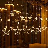 Window Curtain Lights with Modes Ramadan Decoration for Christmas, Wedding, Home Decorations (Warm White)