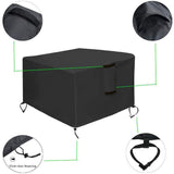 Square Fire Pit Cover Heavy Duty Waterproof Fire Table Cover, Outdoor Firepit Cover with Drawstring and Handles,82*82*61cm In Australia - Darrahopens