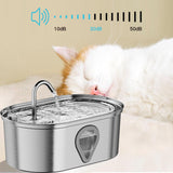 Large Capacity Automatic Stainless Steel Pet Water Dispenser,Water Level Window,Provides Flowing Water,Ultra Quiet Pump