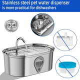 Large Capacity Automatic Stainless Steel Pet Water Dispenser,Water Level Window,Provides Flowing Water,Ultra Quiet Pump