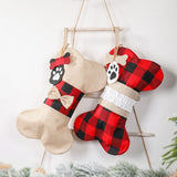 Christmas Plaid Pet Stocking - Cute Buffalo Plaid Doggy Bone Paw Stockings for Puppy Dog Pets Set - Pack of 2 In Australia - Darrahopens