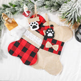 Christmas Plaid Pet Stocking - Cute Buffalo Plaid Doggy Bone Paw Stockings for Puppy Dog Pets Set - Pack of 2 In Australia - Darrahopens