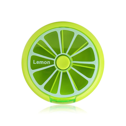Creative Portable Mini 7 Day Weekly Circular Shape Rotary Cute Fruit Style Pill Storage Case Box (Lemon) In Australia - Darrahopens
