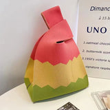 Women's Knit Wrist Bag, Fashionable and Minimalist Small Handbag, Portable Canvas Bag, Suitable for Shopping, Work