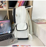 Kawaii Girl backpack with Cute Plush Doll Pendant Cute Elementary Schoolbag,Aesthetic Backpack for Teen Girls（Black）