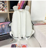 Kawaii Girl backpack with Cute Plush Doll Pendant Cute Elementary Schoolbag,Aesthetic Backpack for Teen Girls（Black）