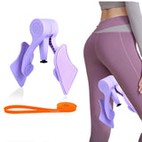 Thigh Master Hip Trainer with Adjustable Baffle, Portable In ner Thigh Exercise Pelvic Floor Training Device with Resistance Band