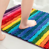 Rainbow Bath Mat Colorful Bathroom Rugs Super Soft and Absorbent Microfiber Plush Bath Rugs with Non-Slip Backing for Bathroom