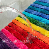 Rainbow Bath Mat Colorful Bathroom Rugs Super Soft and Absorbent Microfiber Plush Bath Rugs with Non-Slip Backing for Bathroom In Australia - Darrahopens