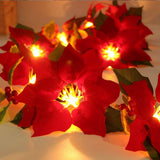 String Lights Lighted Poinsettia Garland Red Poinsettia Light Xmas Flower Garland Flower Hanging Light Poinsettia Flower Light