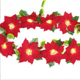 String Lights Lighted Poinsettia Garland Red Poinsettia Light Xmas Flower Garland Flower Hanging Light Poinsettia Flower Light