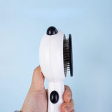 Cat Grooming Brush Panda-shaped Adorable Shedding Brush Massage Tool for Removing Floating Hair (blue and grey)