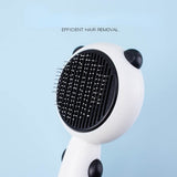 Cat Grooming Brush Panda-shaped Adorable Shedding Brush Massage Tool for Removing Floating Hair (blue and grey)