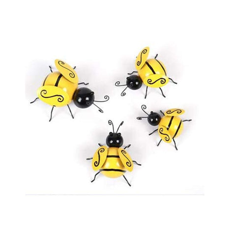 Metal Wall Art, 4 PCS Metal Bumble Wall Decor, 3D Iron Bee Art Sculpture Hanging Wall Decorations for Outdoor Home Garden In Australia - Darrahopens
