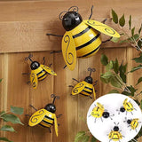 Metal Wall Art, 4 PCS Metal Bumble Wall Decor, 3D Iron Bee Art Sculpture Hanging Wall Decorations for Outdoor Home Garden In Australia - Darrahopens
