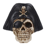 Realistic Human Skull Resin Statue Head Skeleton Ghost Whisper Graveyard of Craniums Figurine Sculpture, Skull with Pirate