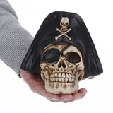 Realistic Human Skull Resin Statue Head Skeleton Ghost Whisper Graveyard of Craniums Figurine Sculpture, Skull with Pirate