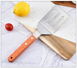 Metal Spatula 2pcs Fish Spatula Slotted Turner Stainless Steel Egg Grill Flipper Cooking Utensils with Wood Handle for Pancake