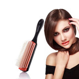 9-Rows Cushion Nylon Bristle Hair Brush Women Men Curly Wet or Dry Hair Classic Detangling Brushes for Separating Shaping Defining