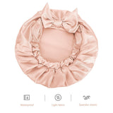 Extra Large Shower Cap,Bowknot Double Layer Reusable Bath Hair Caps With Silky Satin for Women Beauty Bathing,Hair Spa,Home Hotel