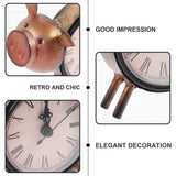 Retro Clock, Pig Shape Clock Metal Pig Figurine Rustic Animal Clock for Home Bedroom Office Decoration (No Battery) In Australia - Darrahopens